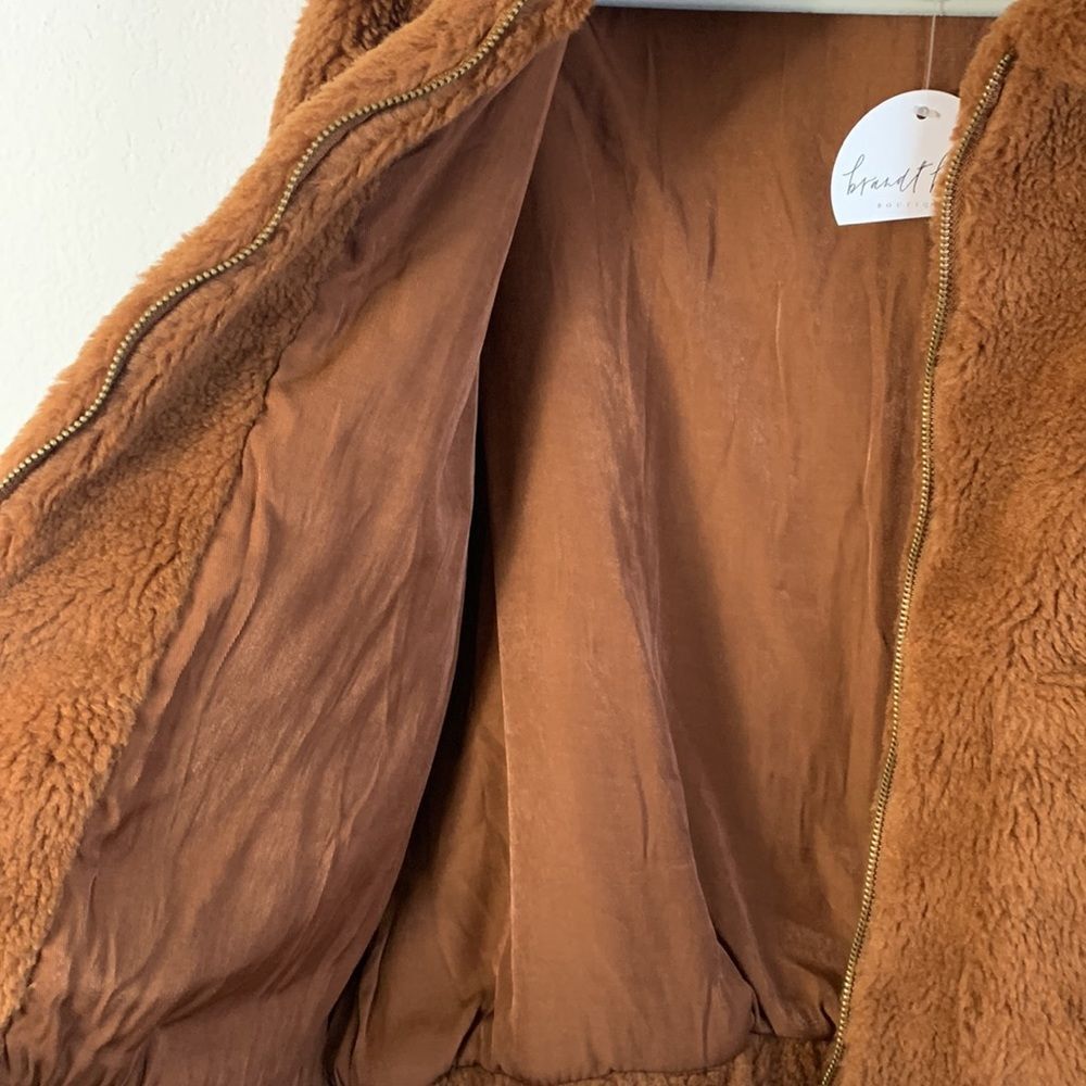 NWT Thread & Supply Northy Brown Teddy Bear Faux Shearling Sherpa Jacket Sz L - Picture 9 of 11